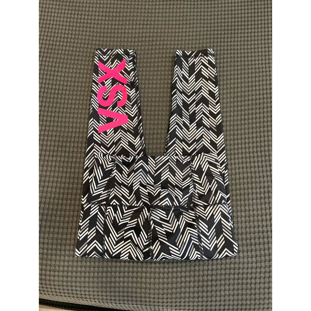 Victoria Secret Capri‎ Leggings | NWOT Womens Black White Print Athletic Pants - Picture 4 of 8